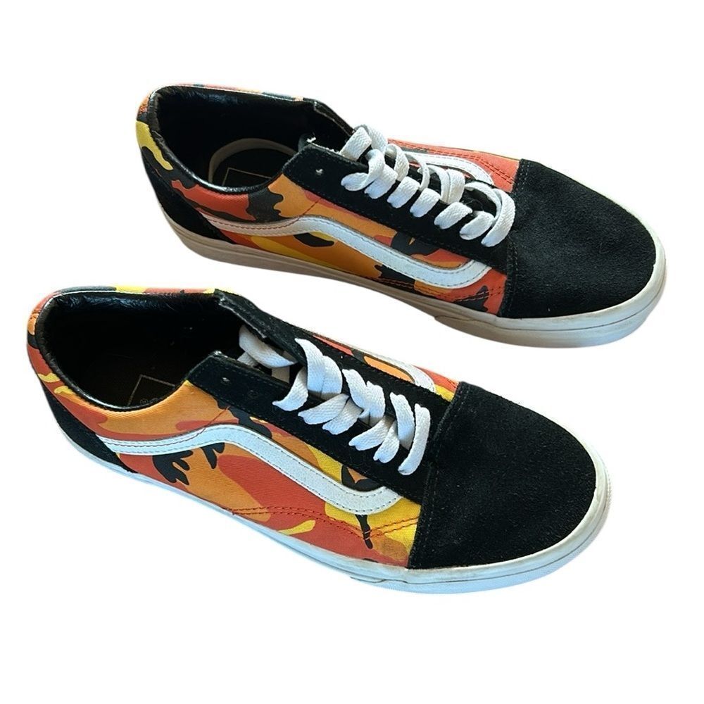 Vans Unisex Black and Orange Sneakers